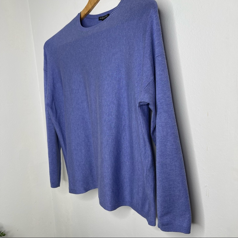 Eileen Fisher Periwinkle Lightweight Cozy Tencel Boxy Sweater Size L Petite - Picture 6 of 14